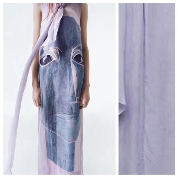 Zara Lilac Viscose Flowing Printed Midi Dress 8077/041/290/014 - Picture 4 of 10